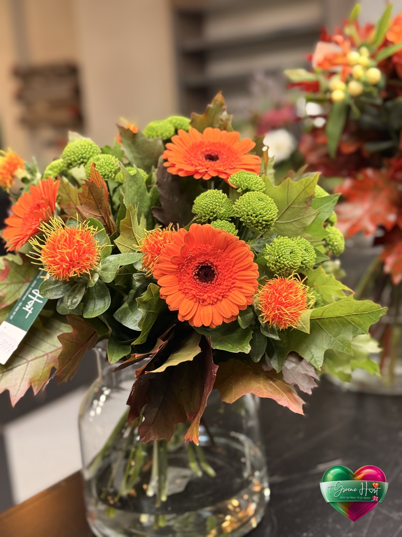 Herfstboeket met oranje gerbera